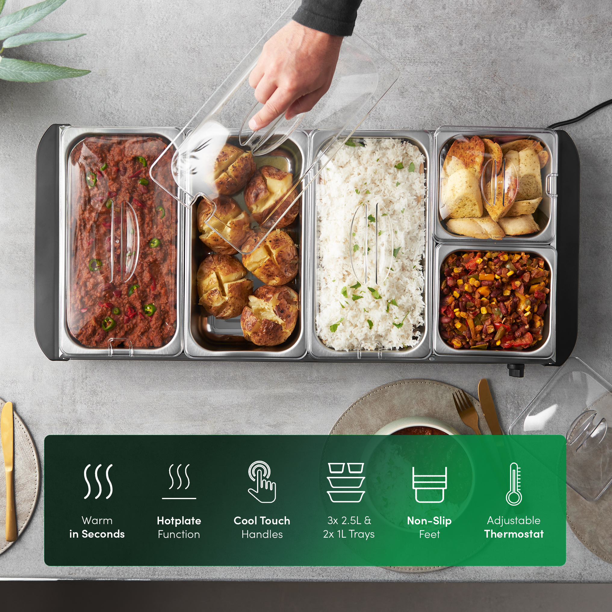 Buffet Warmer 5 Pan Food Server