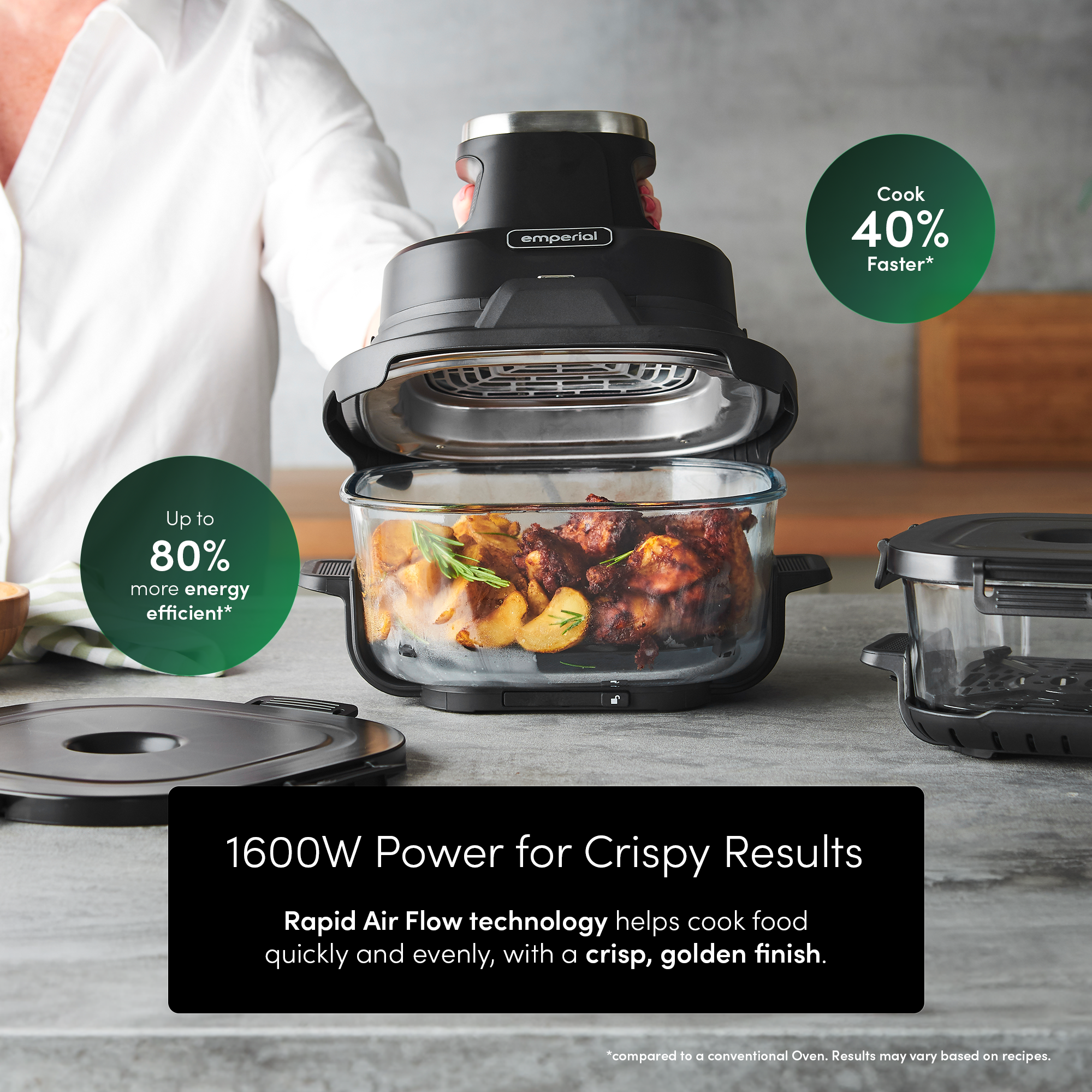Cooksy™ 4-in-1 Portable Glass Air Fryer - Black