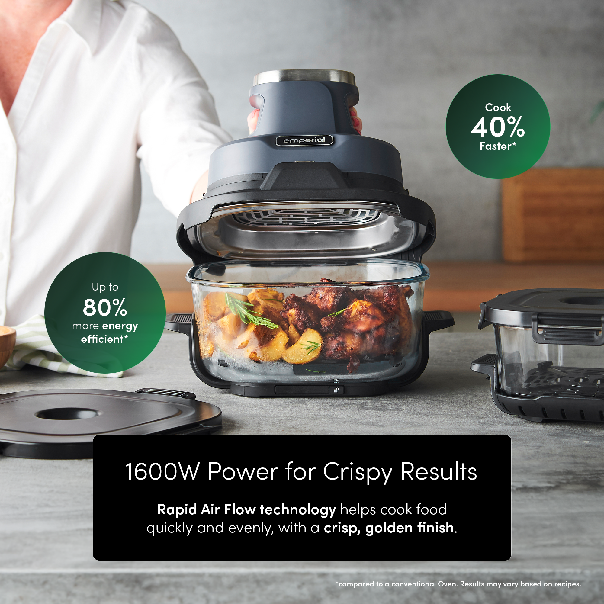 Cooksy™ 4-in-1 Portable Glass Air Fryer - Blue