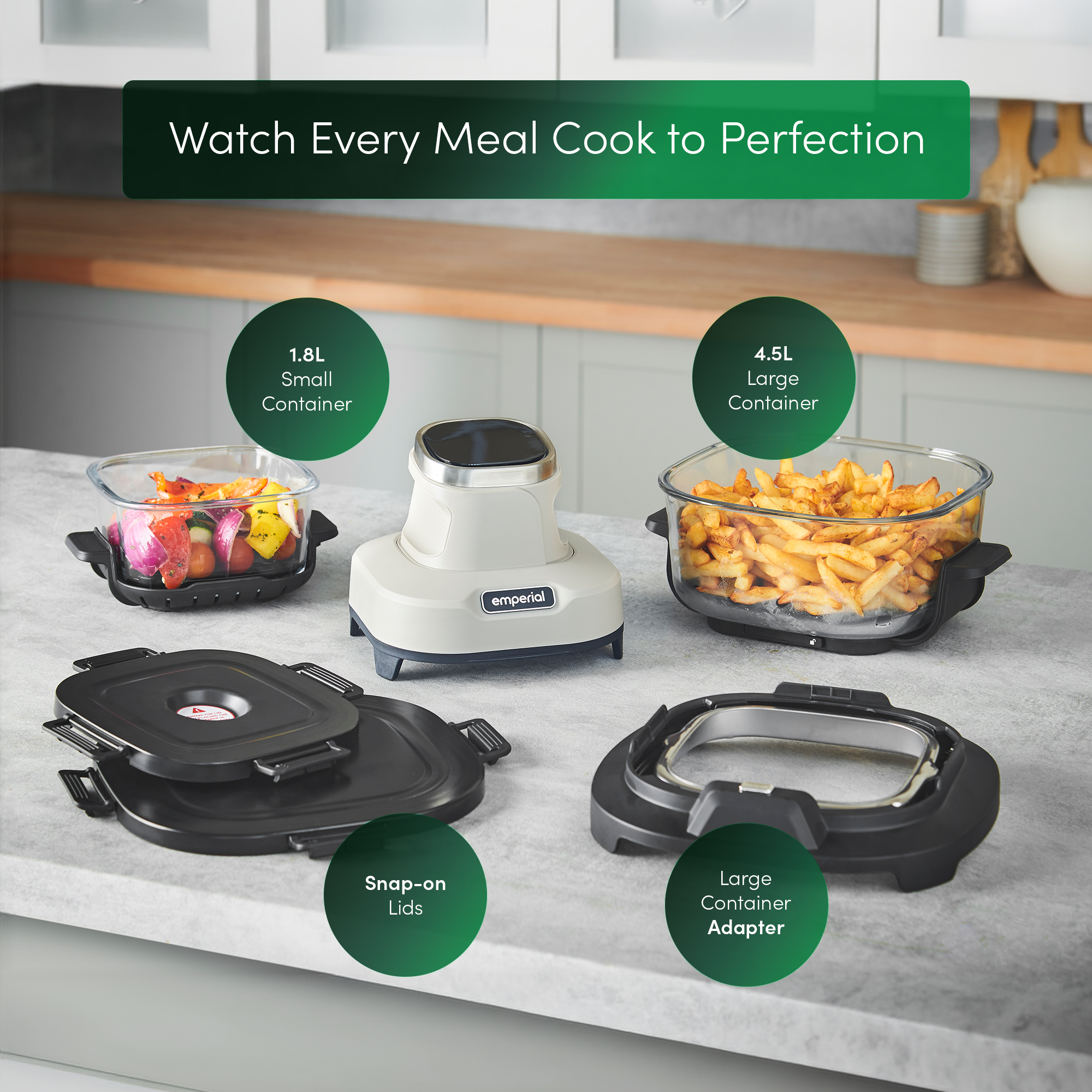 Cooksy™ 4-in-1 Portable Glass Air Fryer - Stone