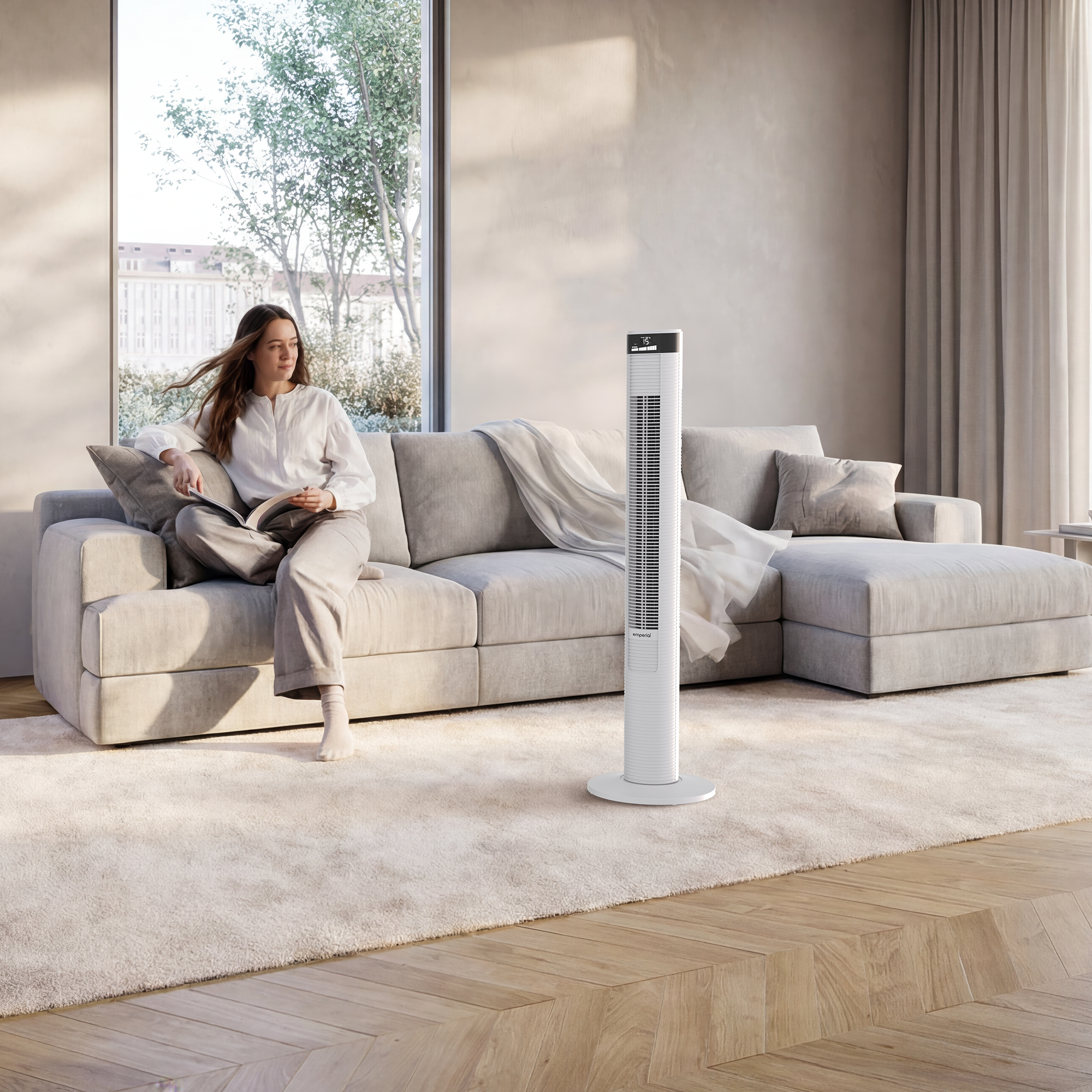 46" Oscillating Tower Fan - White