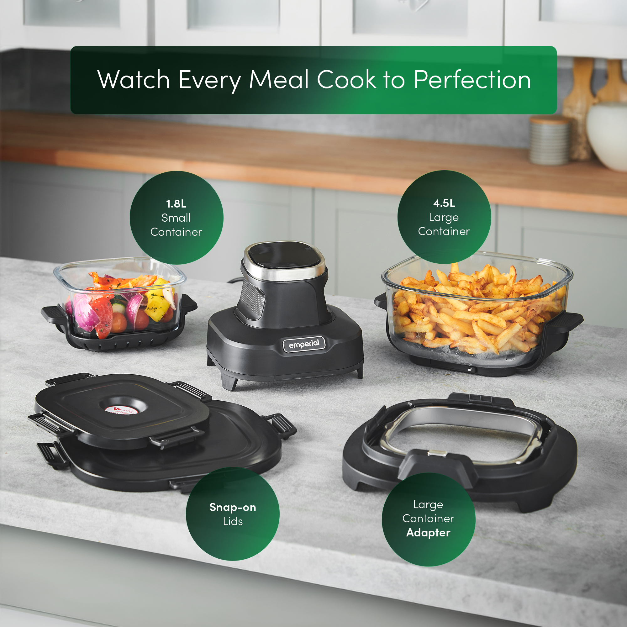 Cooksy™ 4-in-1 Portable Glass Air Fryer - Black
