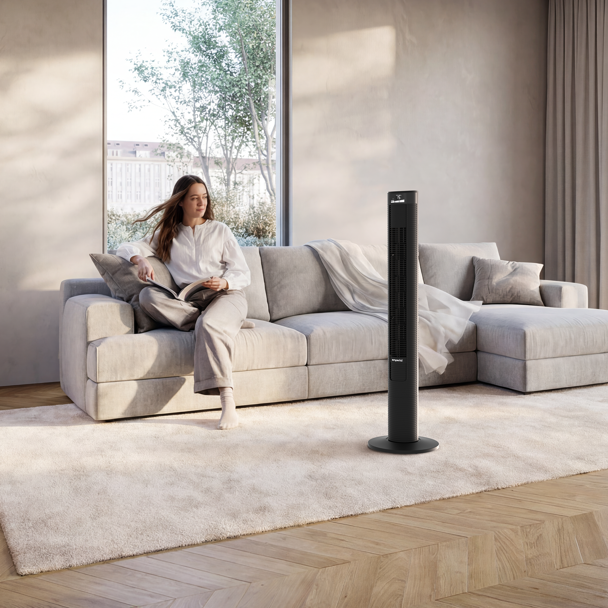 46" Oscillating Tower Fan - Black