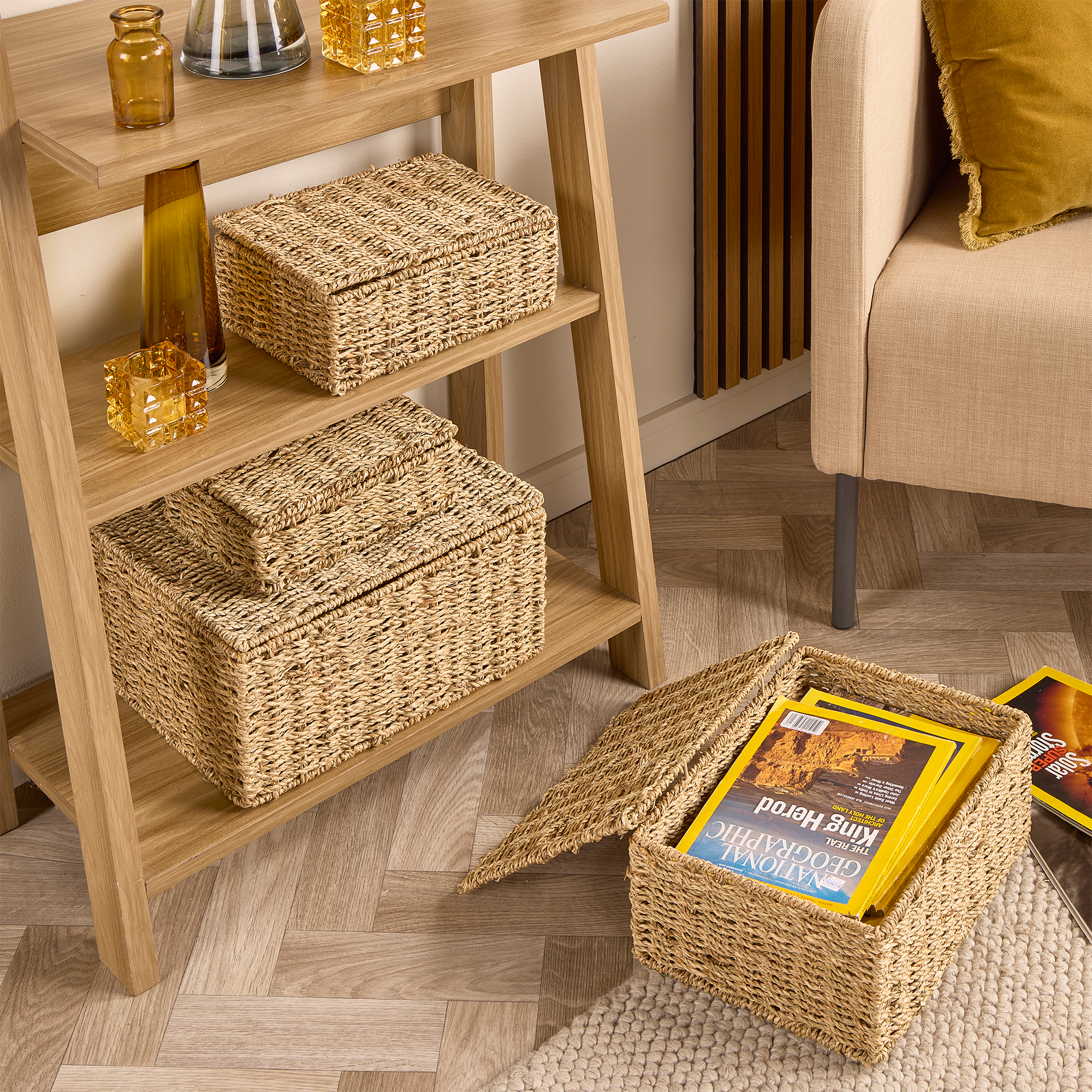 Seagrass Storage Boxes With Lids