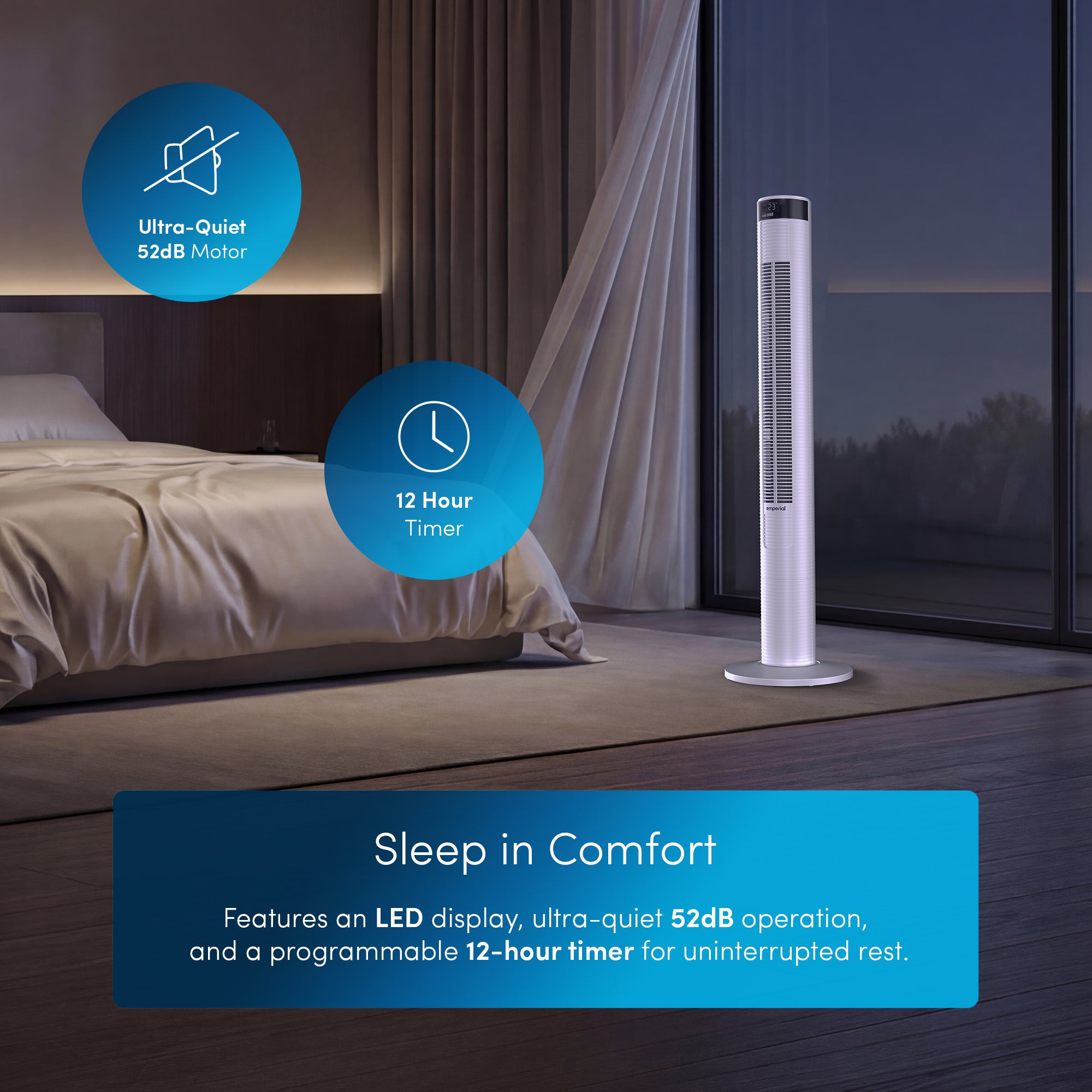 46" Oscillating Tower Fan - White