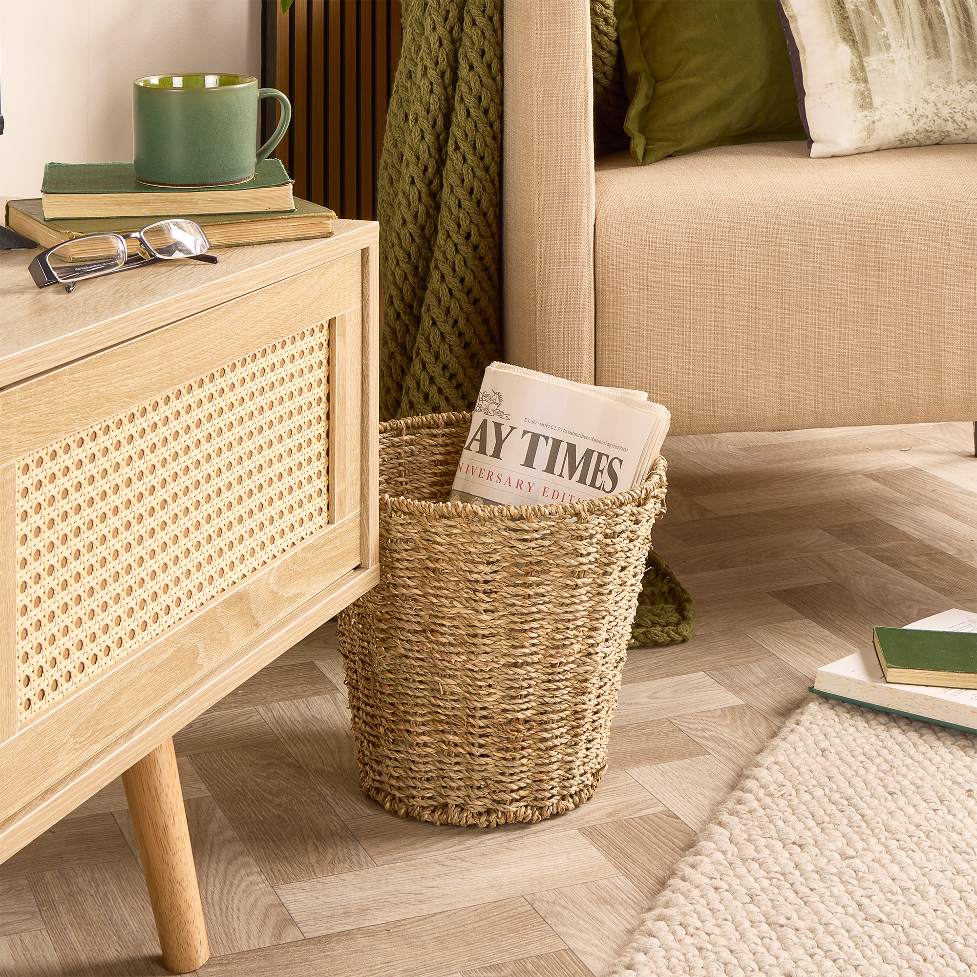 Seagrass Waste Paper Bins – Set Of 2