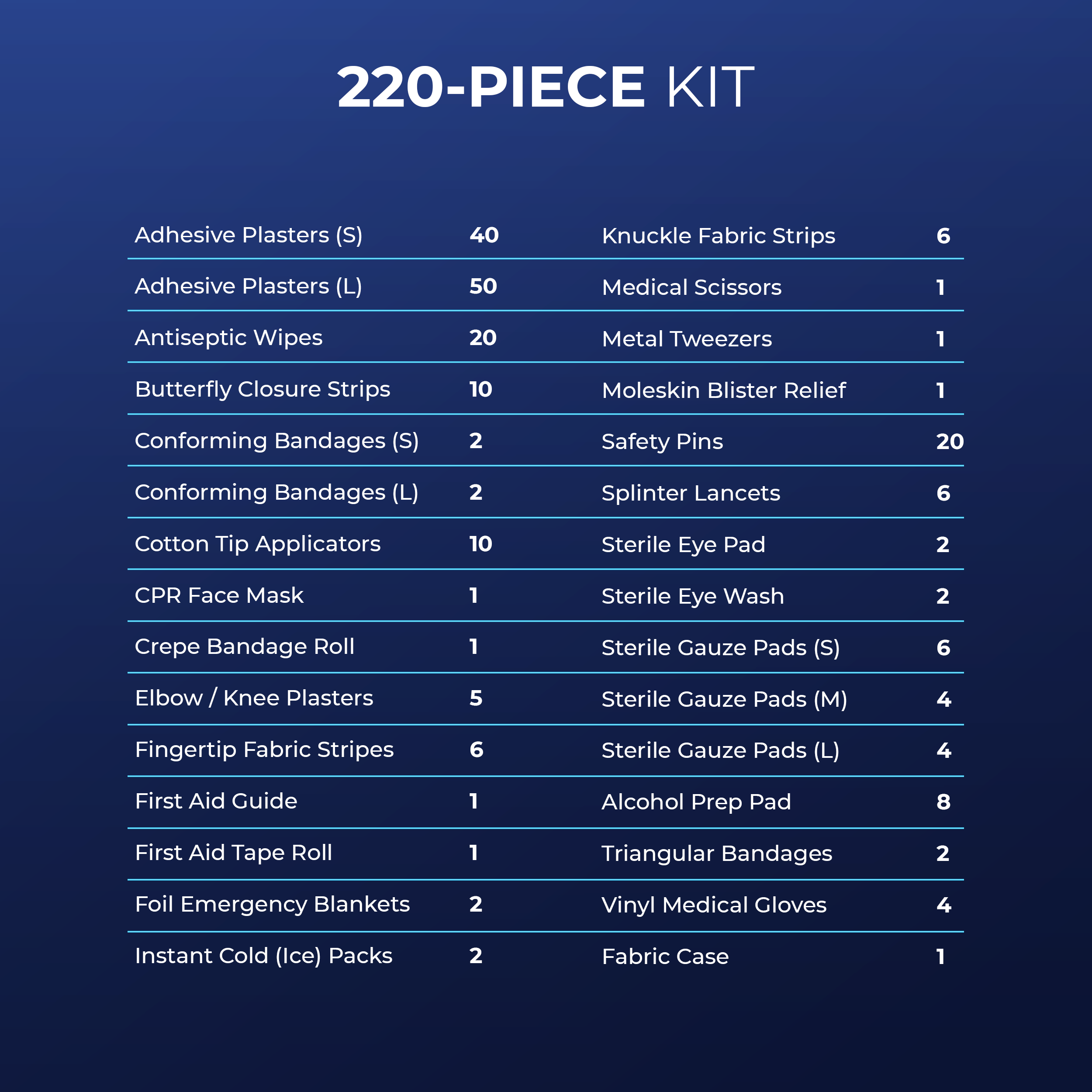 220 Piece First Aid Kit Bag