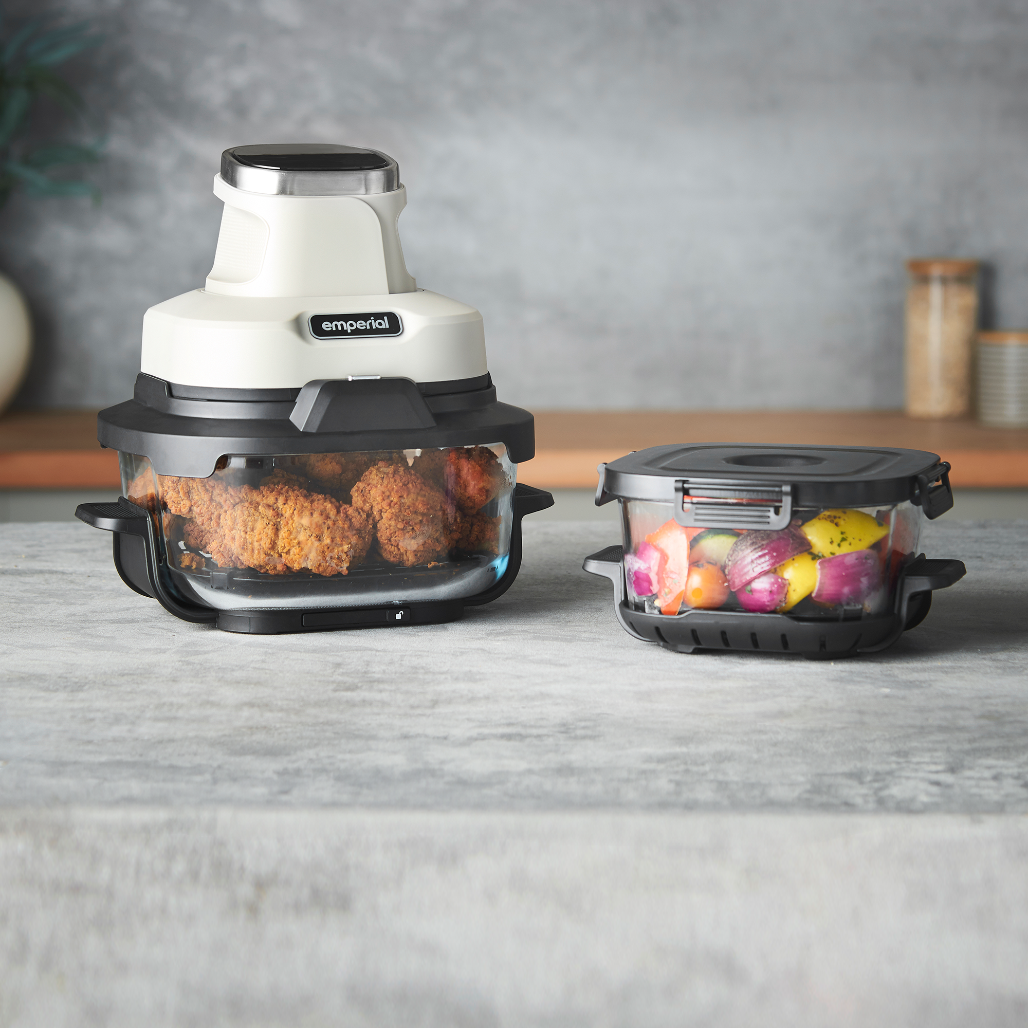 Cooksy™ 4-in-1 Portable Glass Air Fryer - Stone