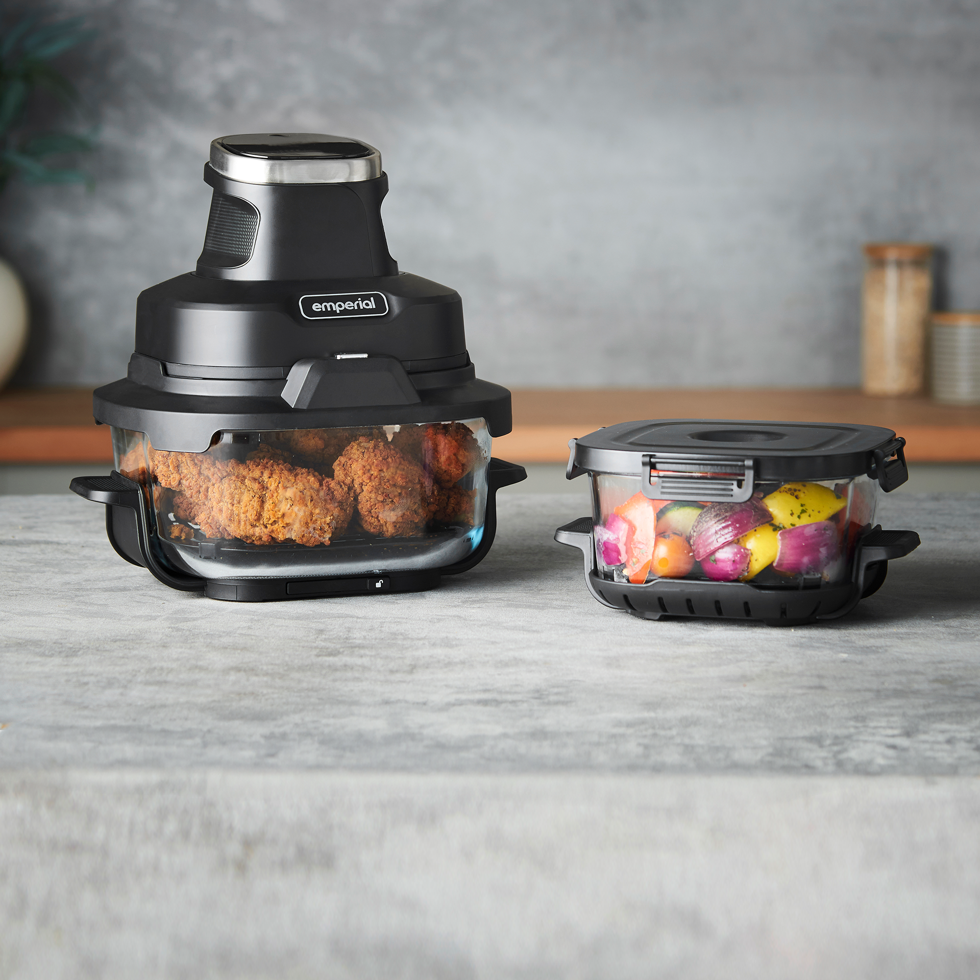 Cooksy™ 4-in-1 Portable Glass Air Fryer - Black