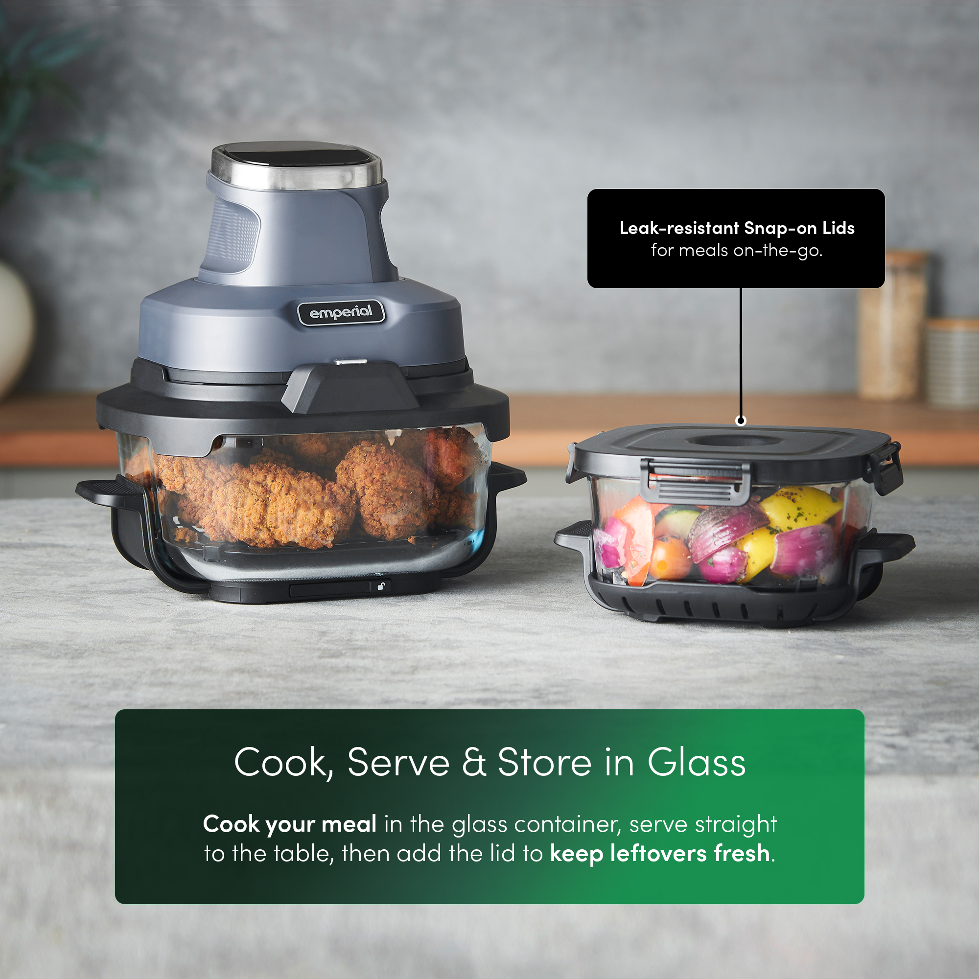 Cooksy™ 4-in-1 Portable Glass Air Fryer - Blue