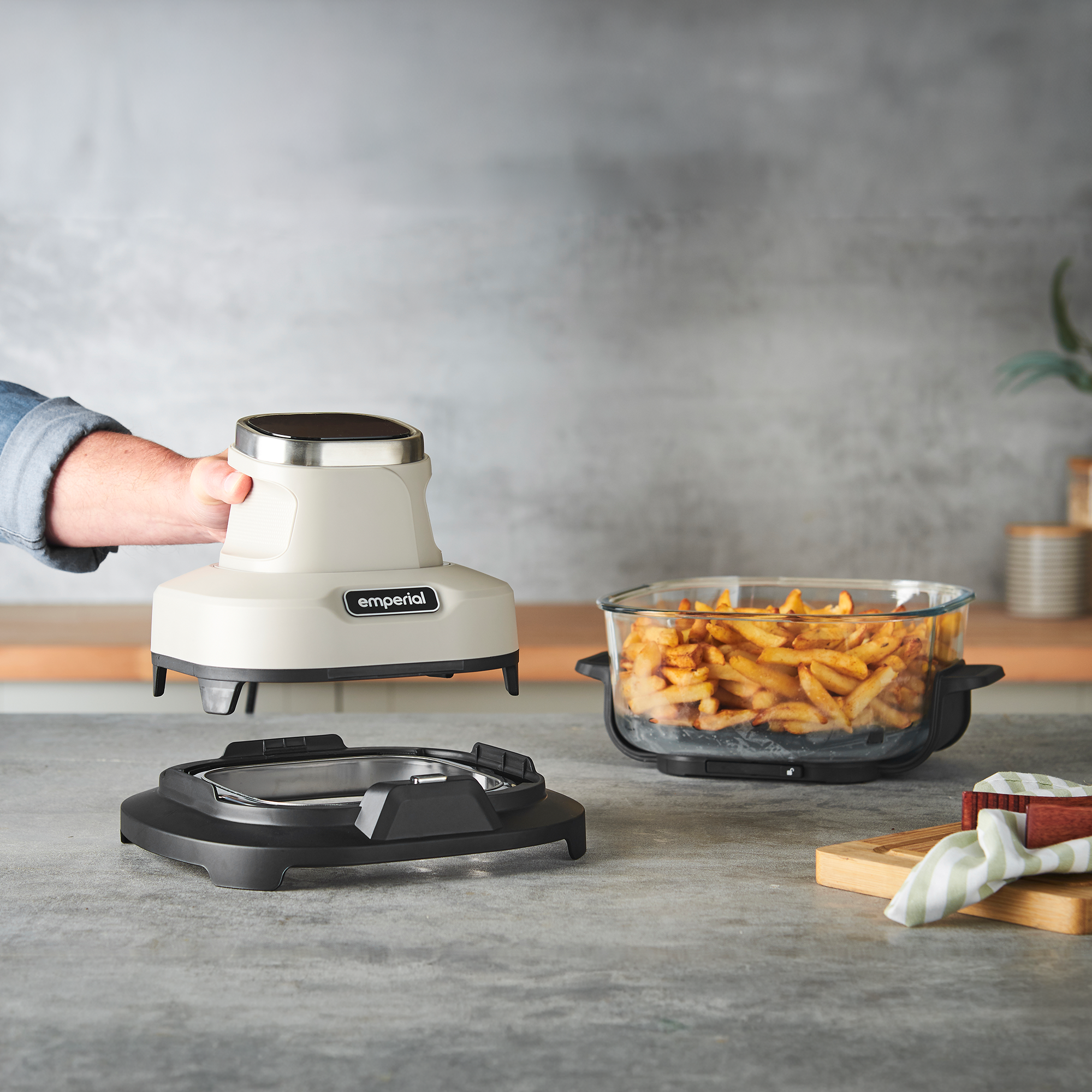 Cooksy™ 4-in-1 Portable Glass Air Fryer - Stone