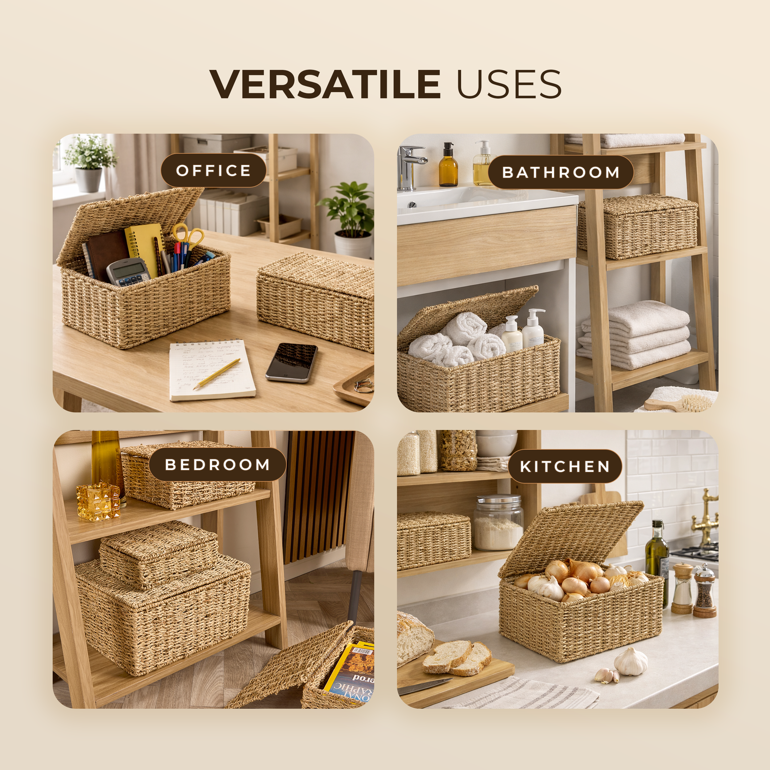Seagrass Storage Boxes With Lids