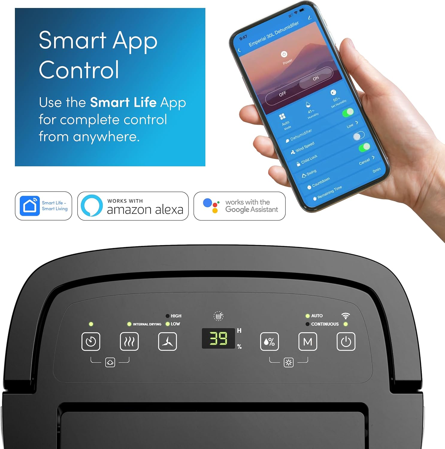 30L Dehumidifier with Smart App & Remote Control