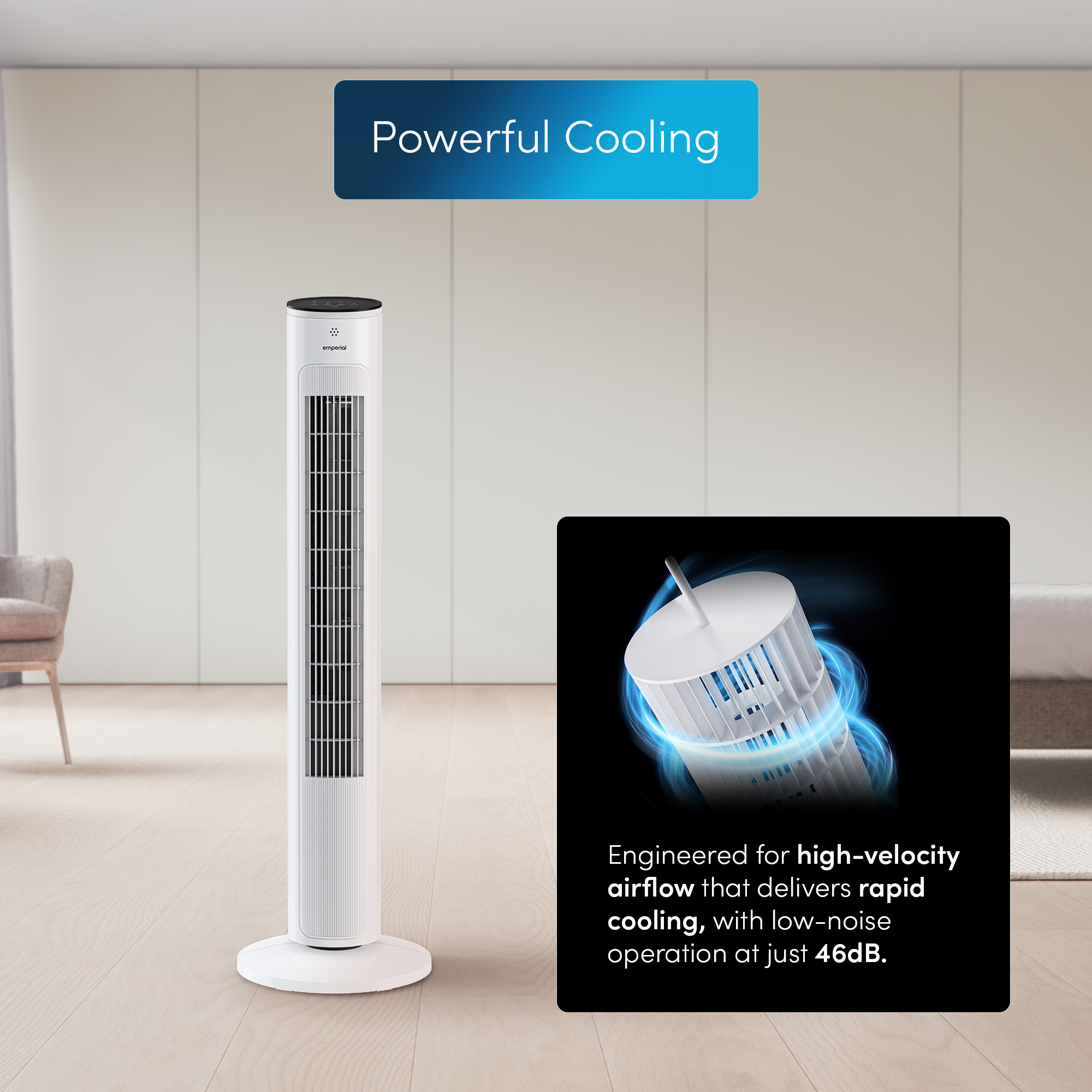 40" Oscillating Tower Fan - White