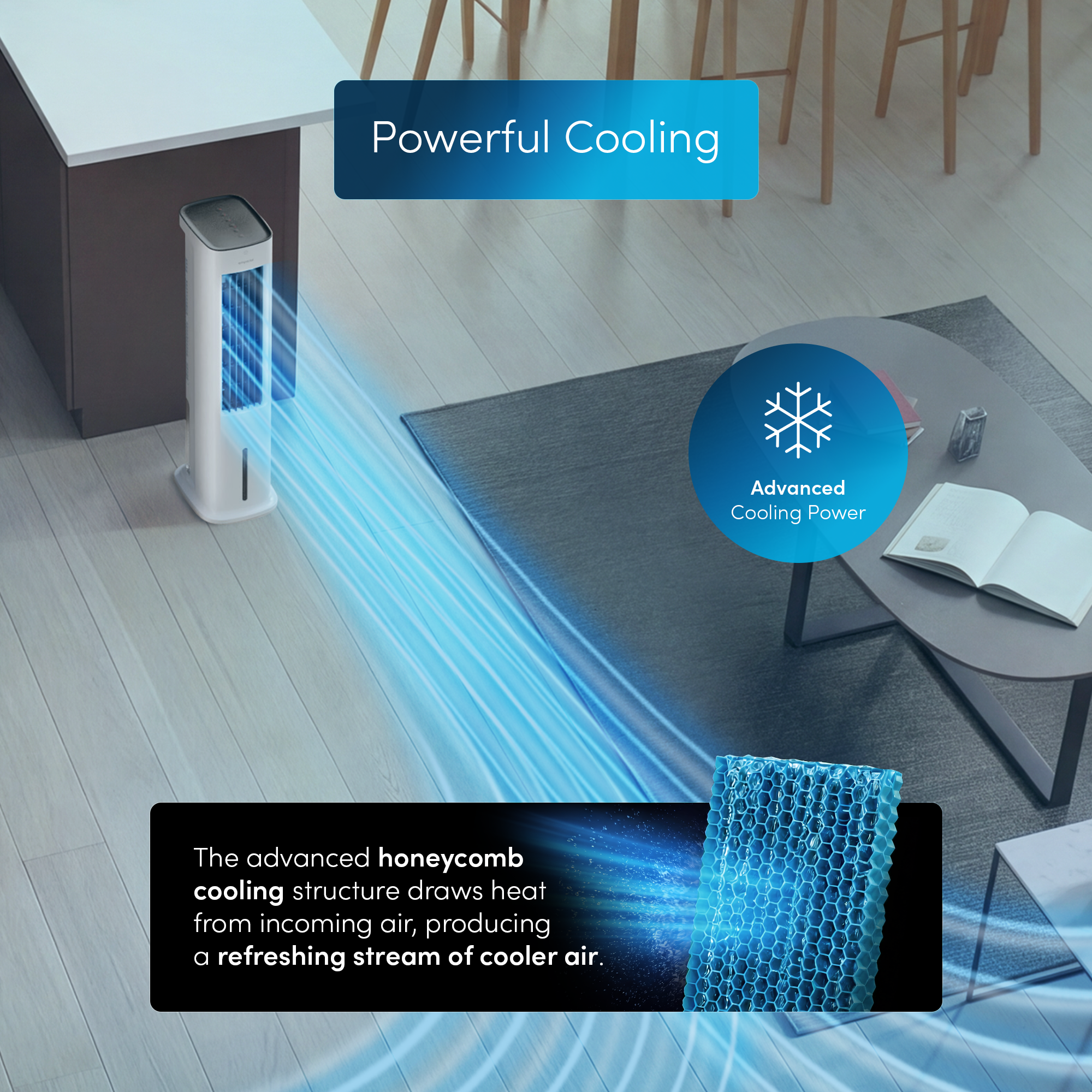 5L Evaporative Air Cooler & Portable Tower Fan With Humidification Modes