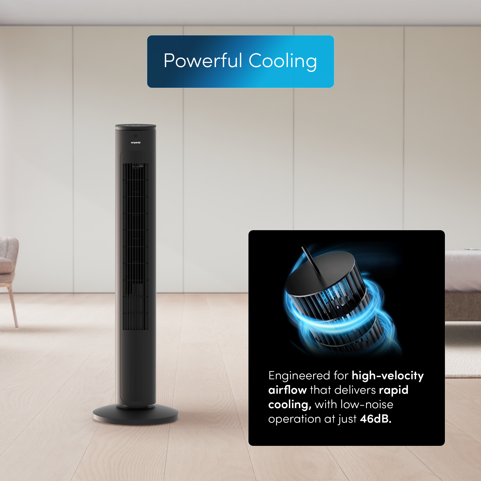 40" Oscillating Tower Fan - Black