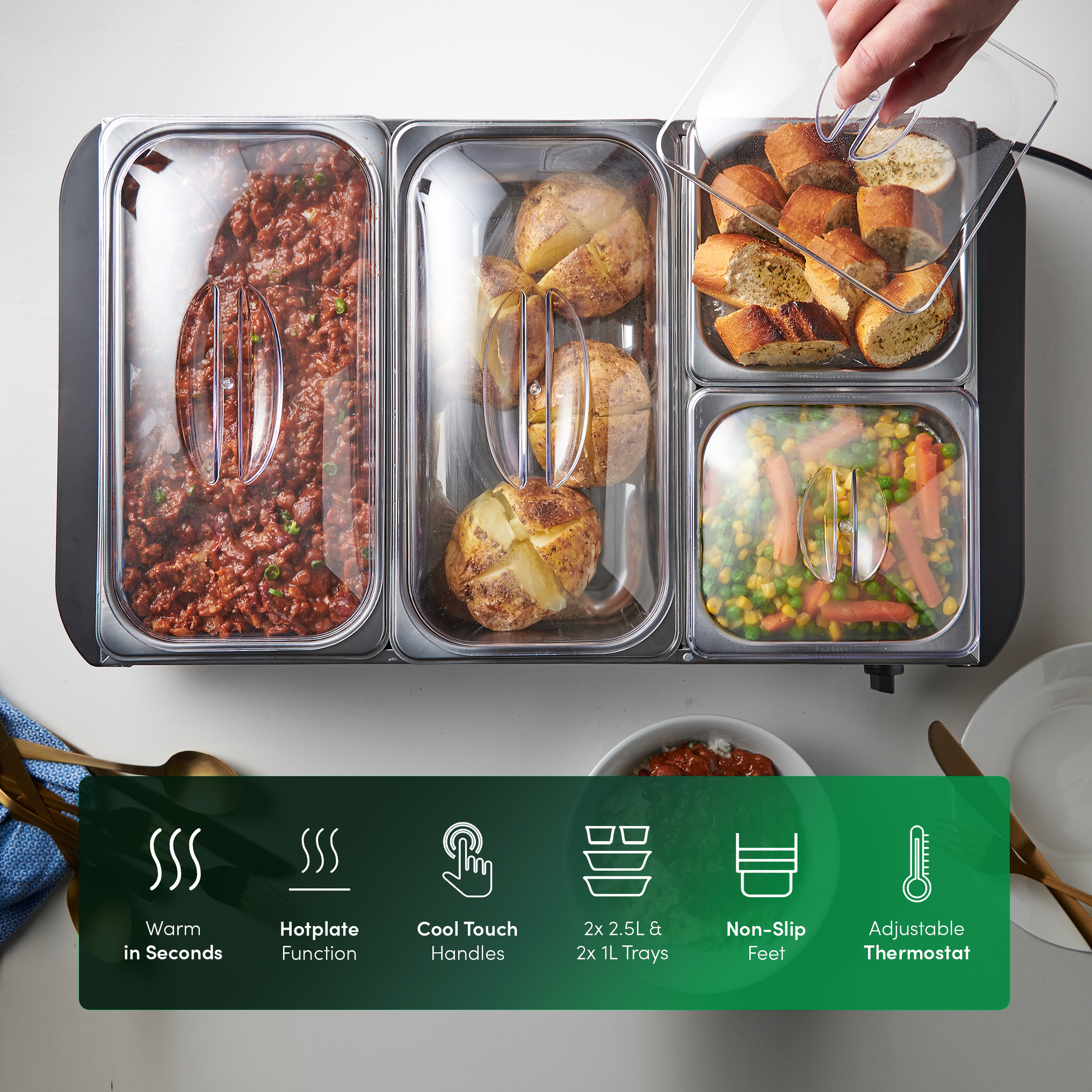 Buffet Warmer 4 Pan Food Server