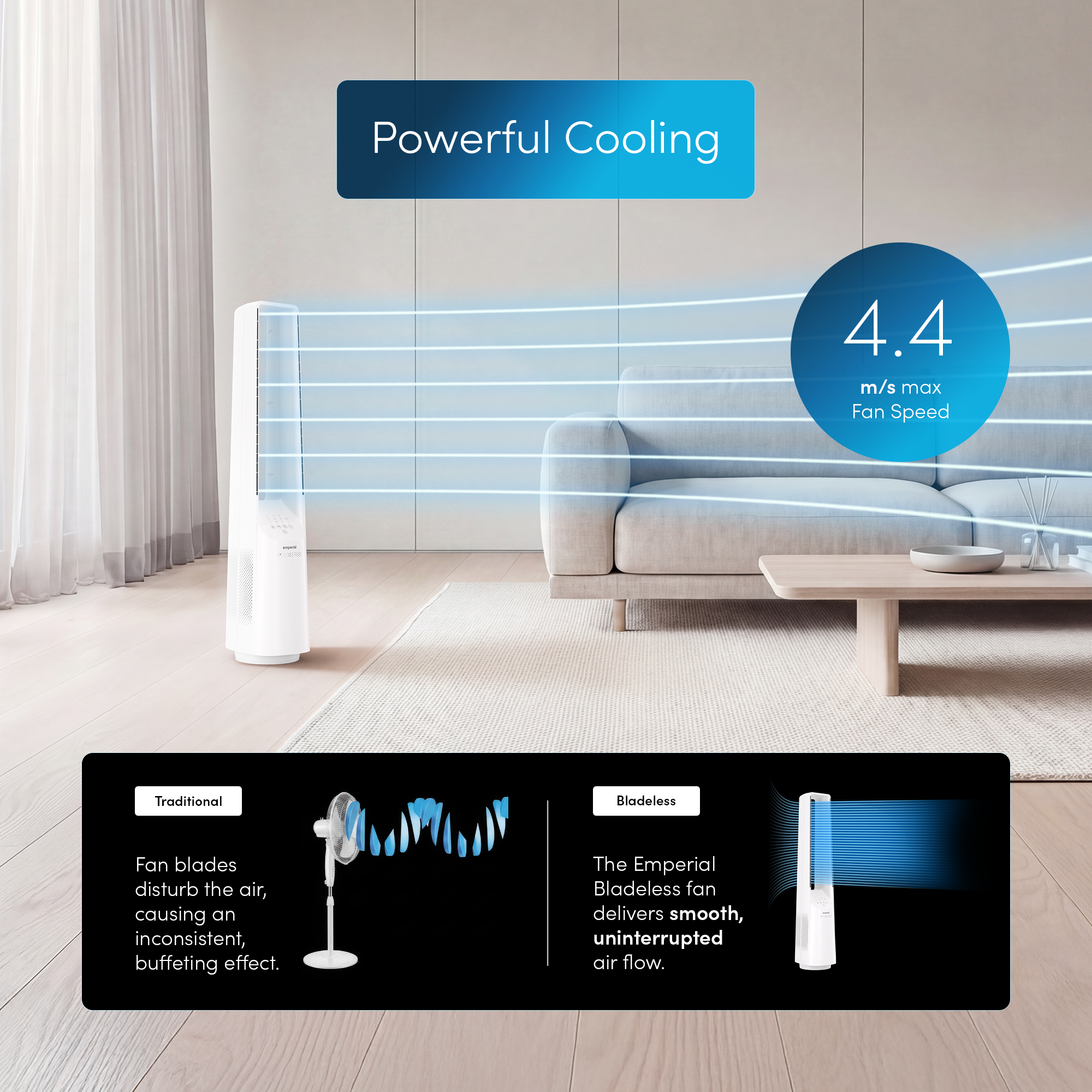 40" Bladeless Tower Fan - White