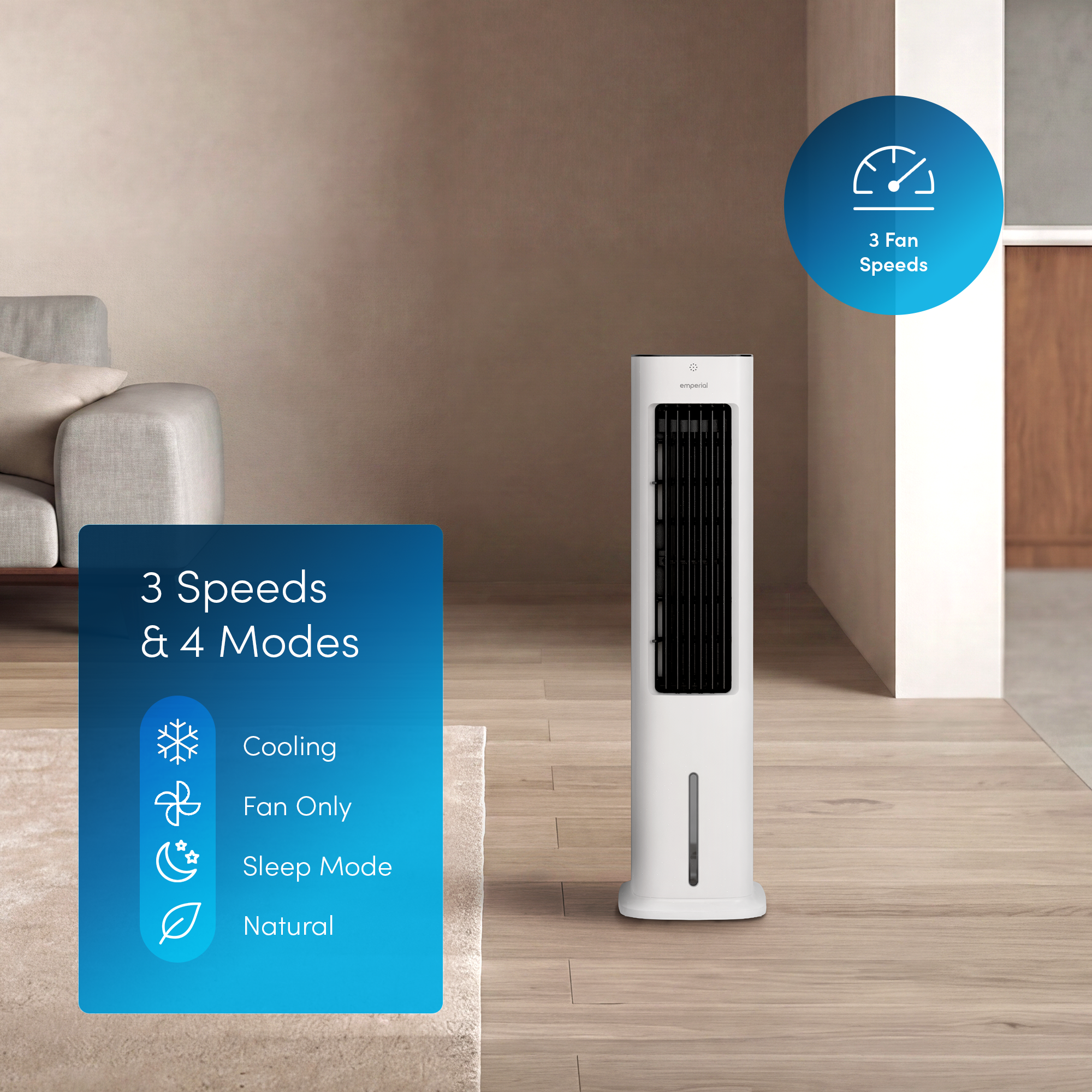 5L Evaporative Air Cooler & Portable Tower Fan With Humidification Modes