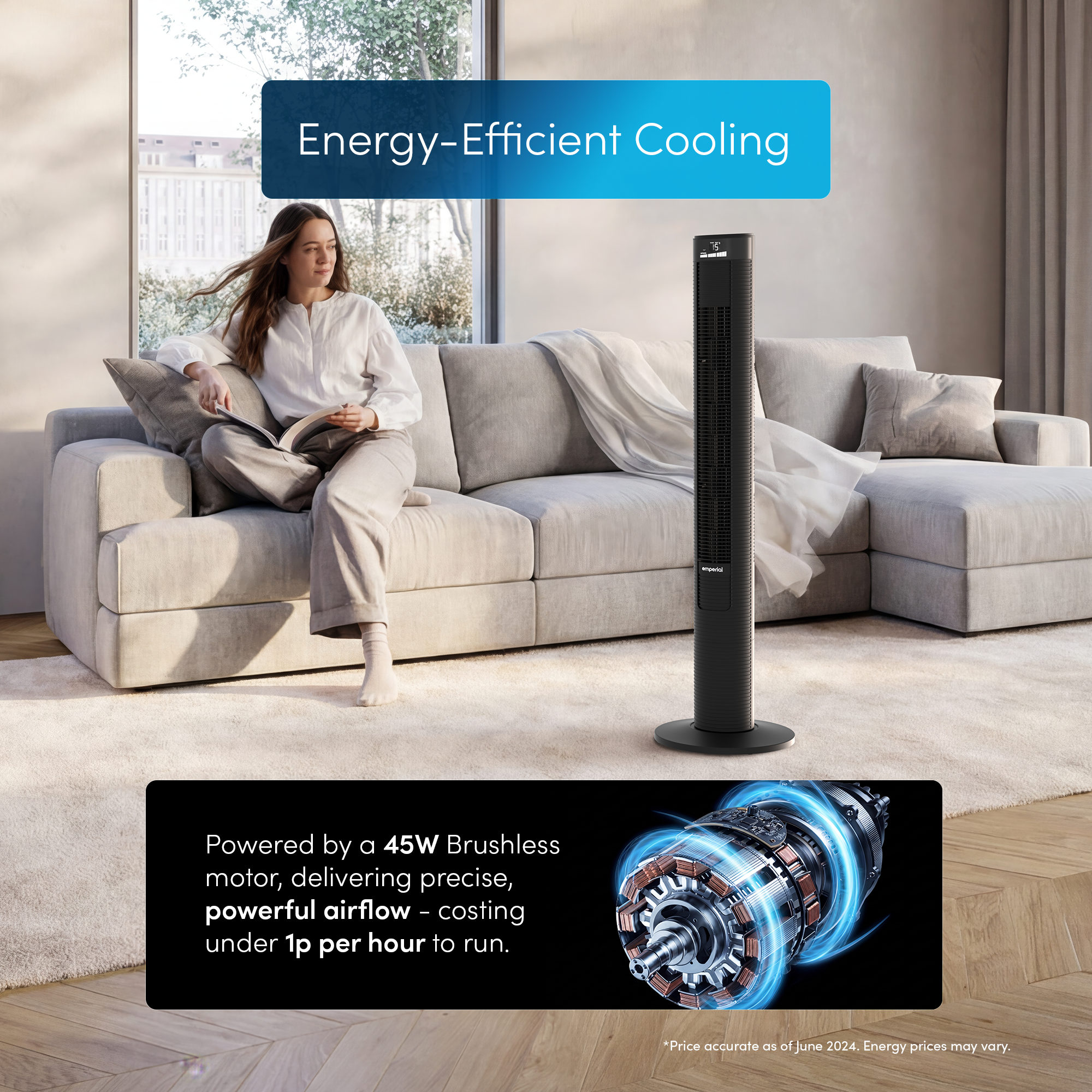 46" Oscillating Tower Fan - Black