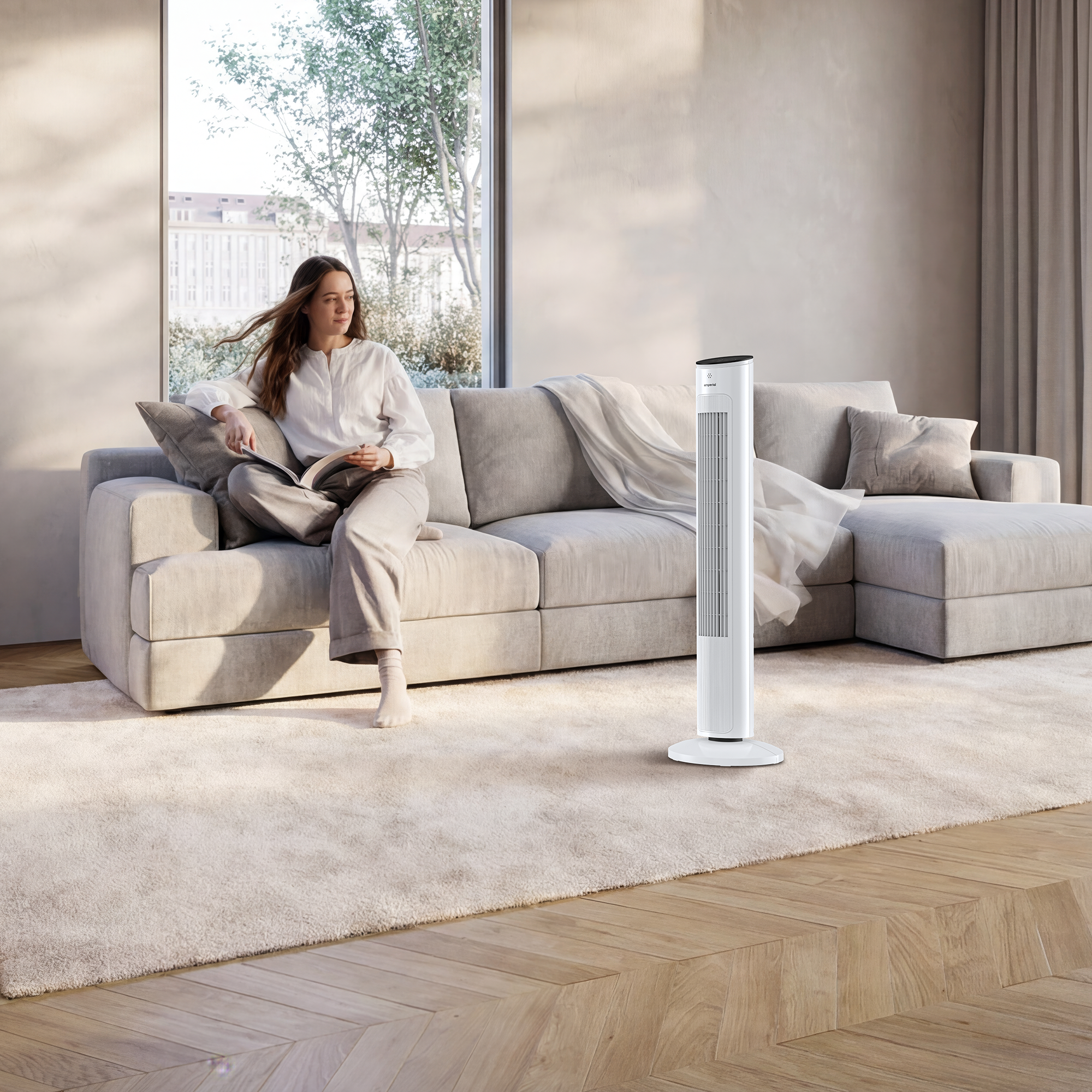 40" Oscillating Tower Fan - White