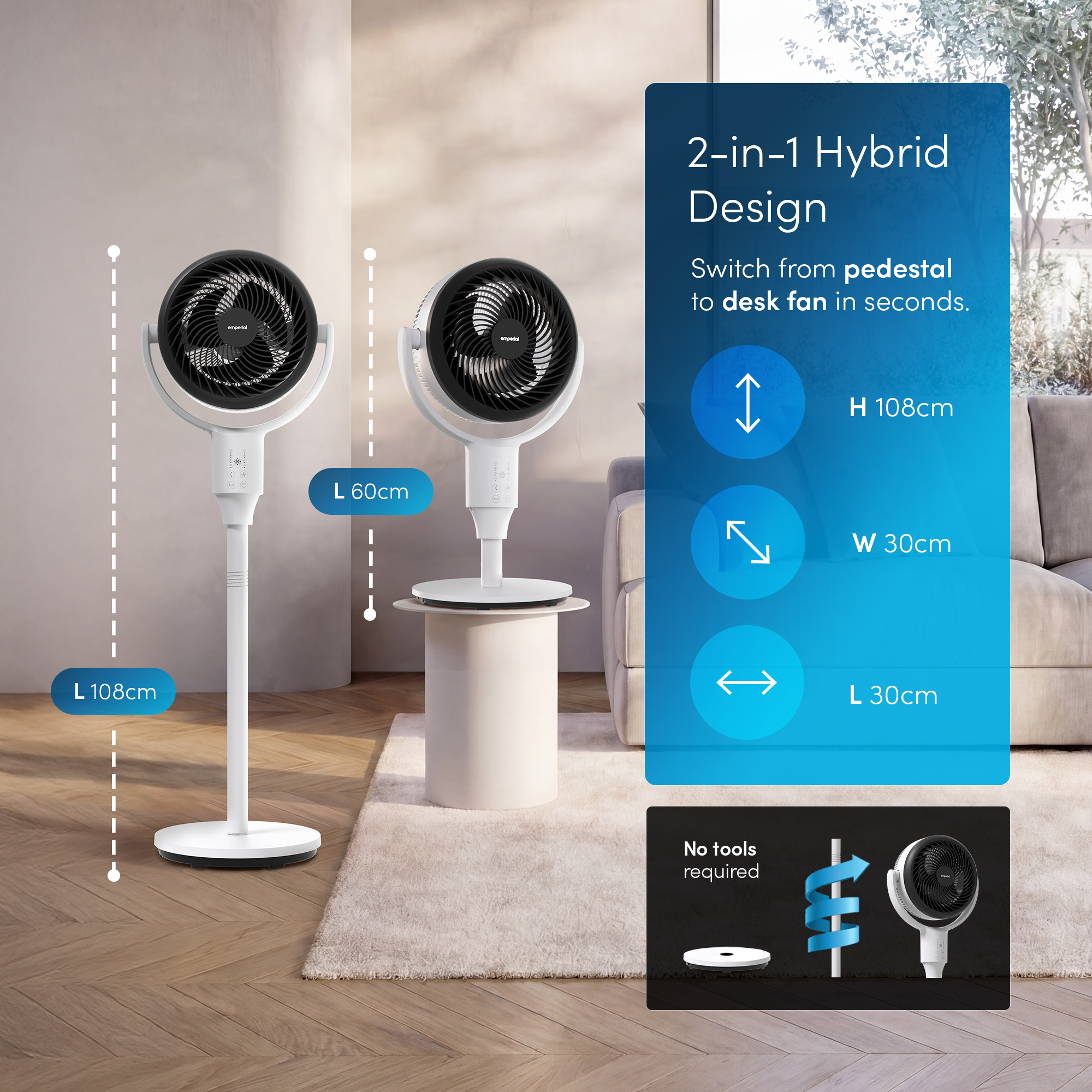 43” Hybrid Pedestal Fan