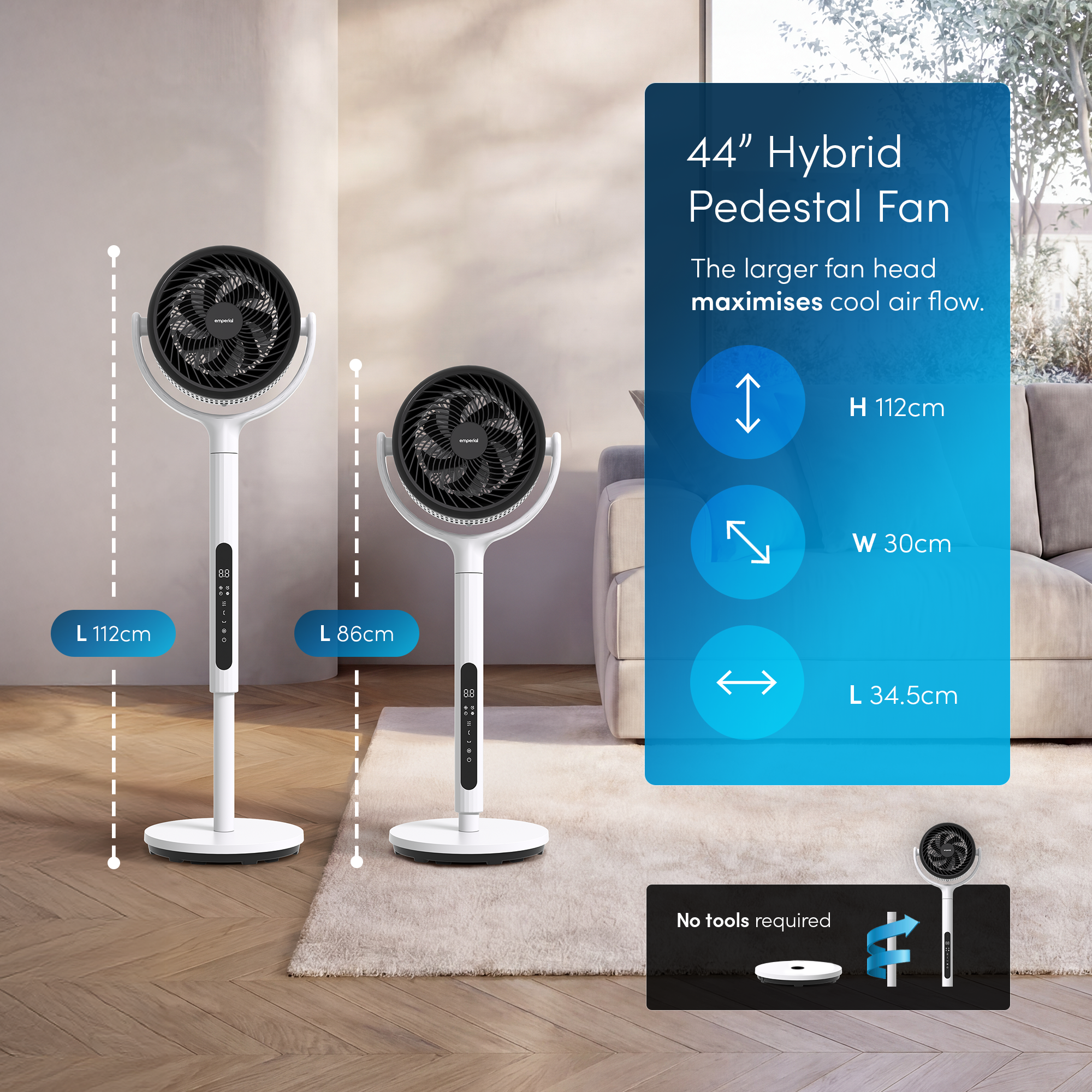 44” Hybrid Pedestal Fan