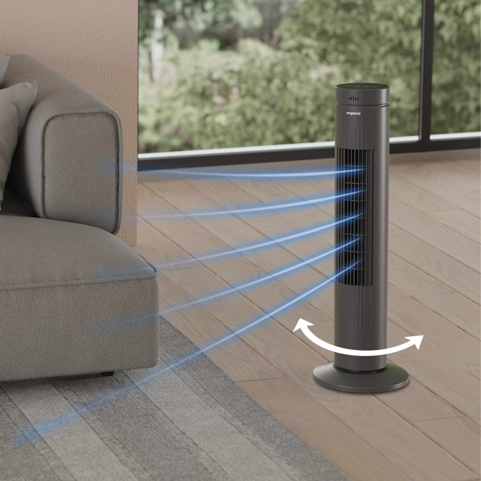 30" Oscillating Tower Fan - Grey