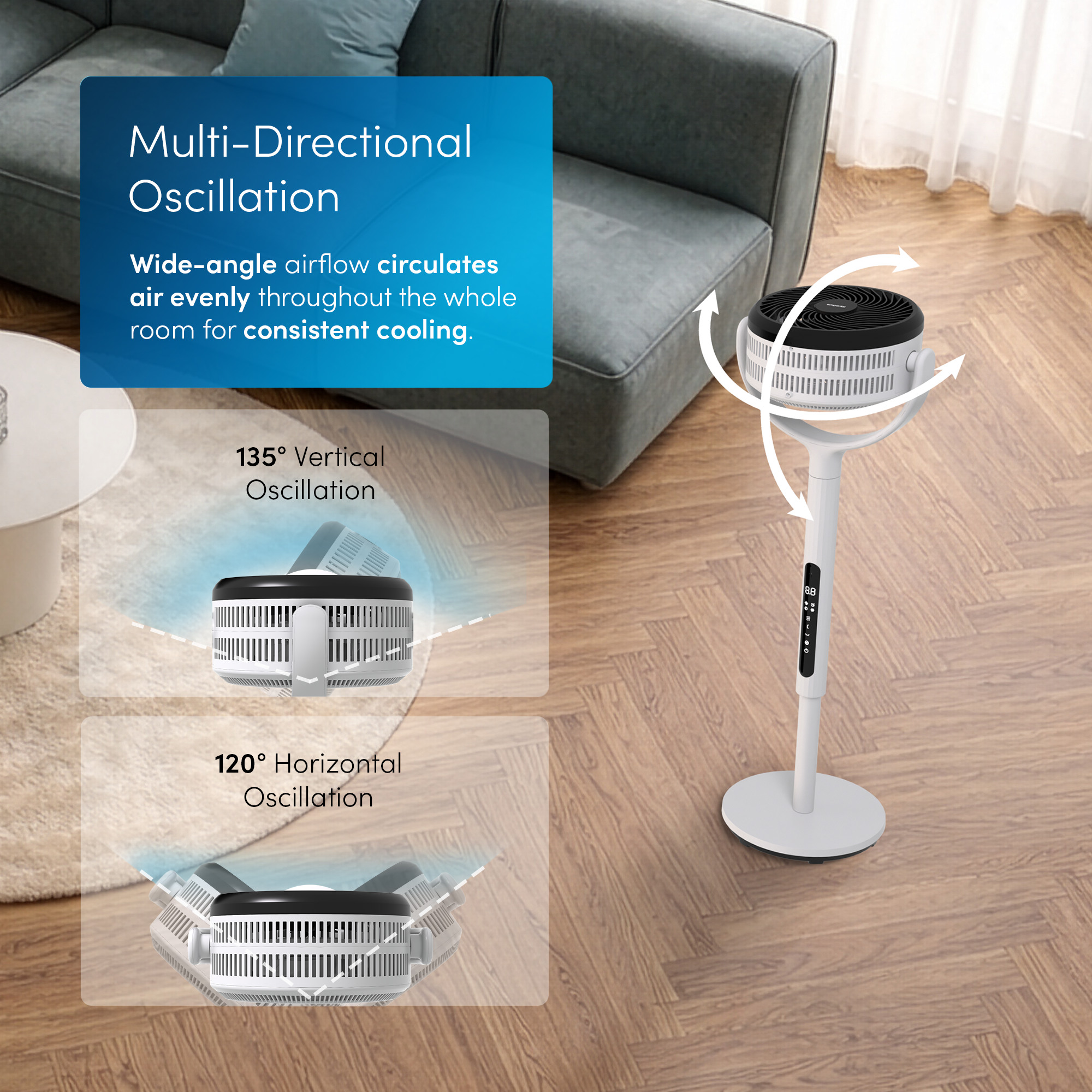 44” Hybrid Pedestal Fan