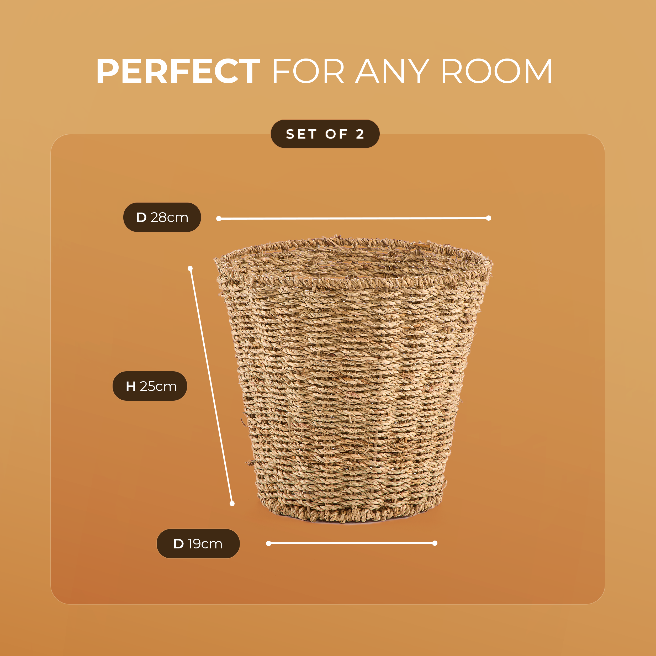 Seagrass Waste Paper Bins – Set Of 2