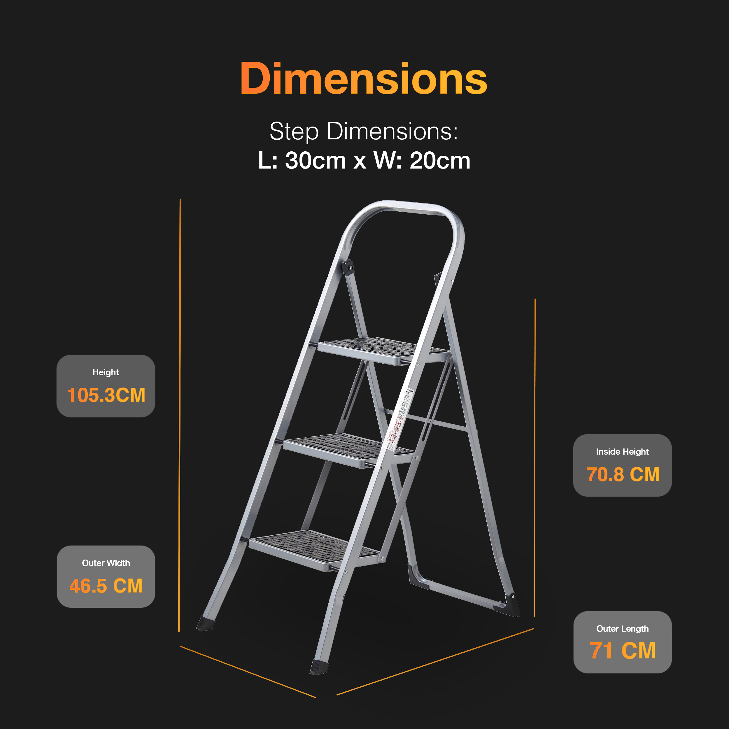 3 Step Steel Ladder